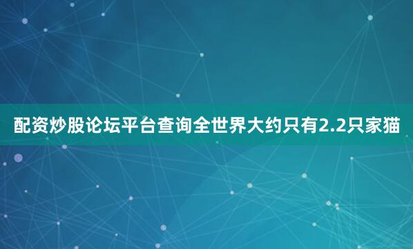 配资炒股论坛平台查询全世界大约只有2.2只家猫
